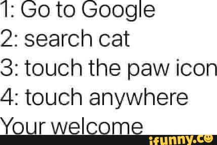 Google cat. Touch the paw print icon. You're welcome - iFunny Brazil