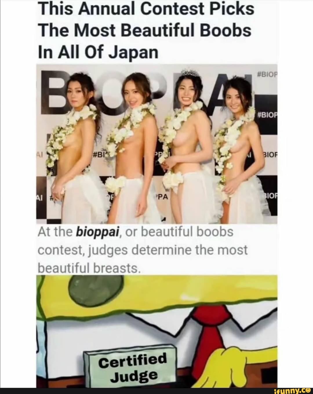 This Annual Contest Picks The Most Beautiful Boobs In All Of Japan PA At  the bioppai, or beautiful boobs contest, judges determine the most  beautiful breasts - iFunny Brazil