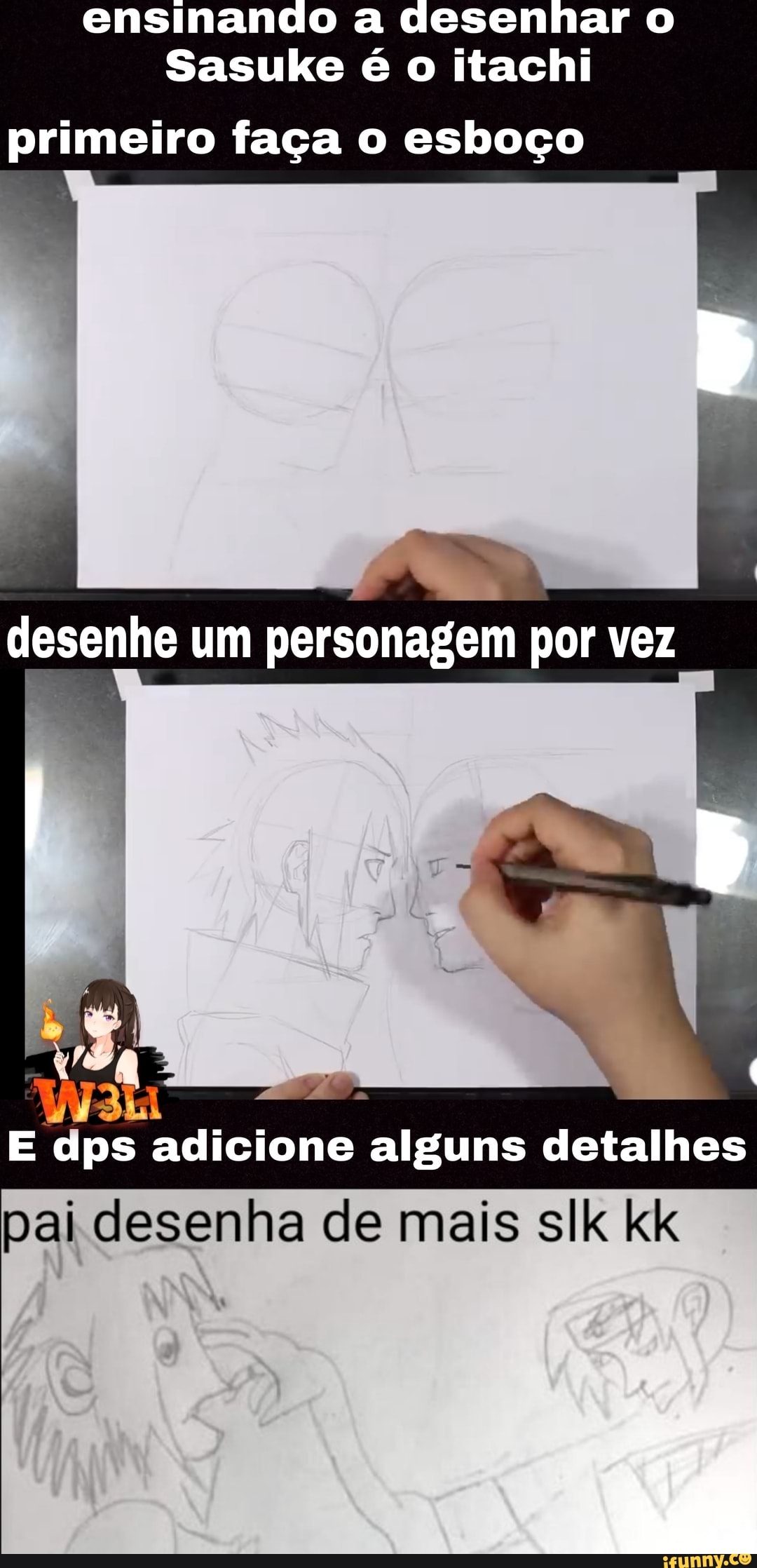 Como desenhar o Sasuke de Naruto - Passo a passo 