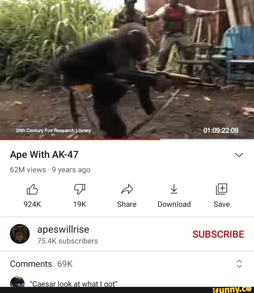 20th Century Fox Research Library Ape With AK-47 views - 9 years ago ...