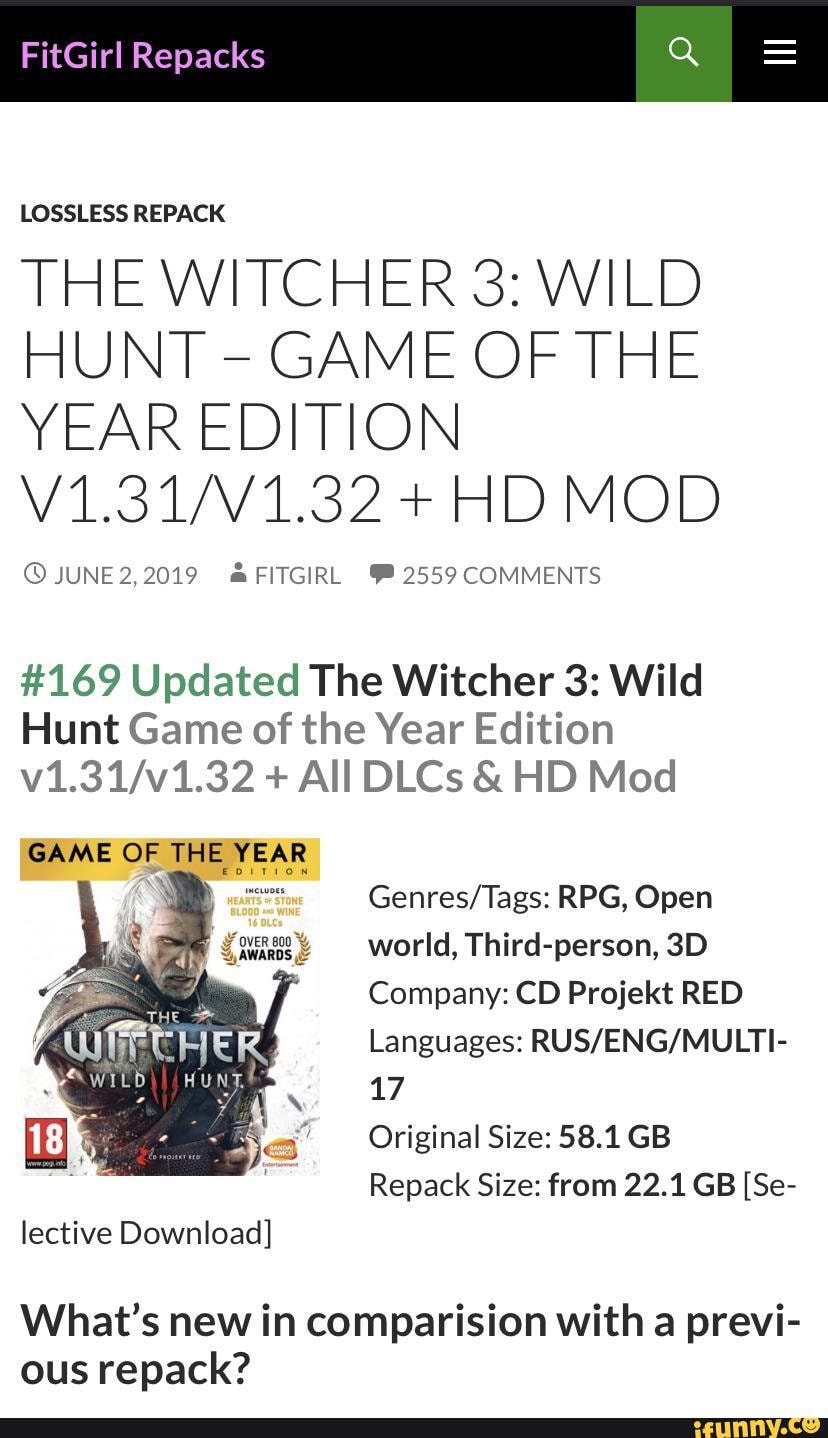 FitGirl Repacks Q LOSSLESS REPACK THE WITCHER 3: WILD HUNT GAME OF.