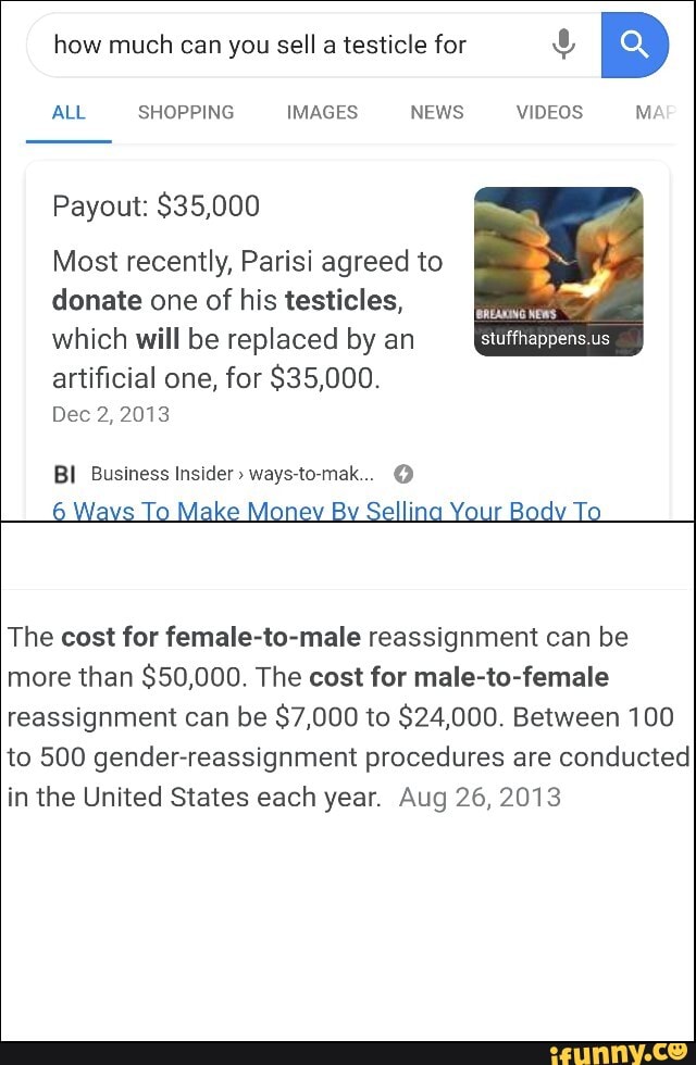 Can You Sell a Testicle for $35,000 to $50,000?