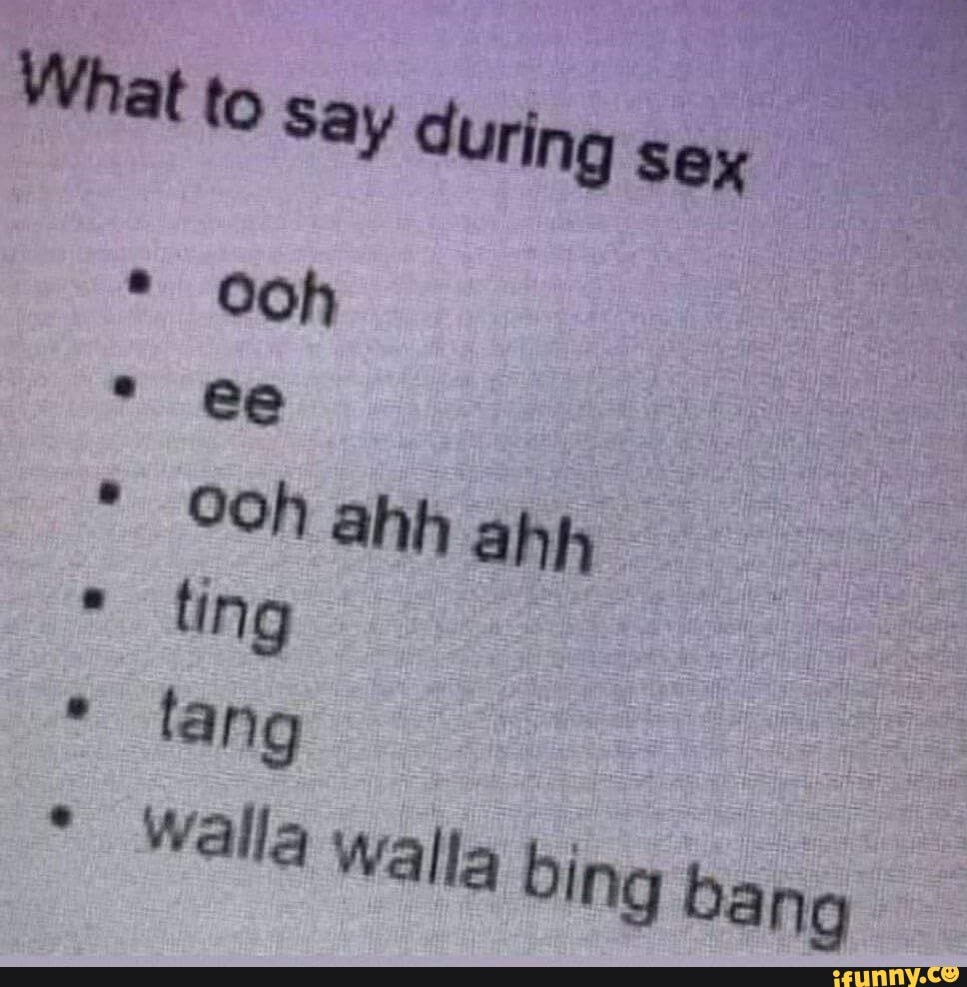 What to say during sex Ooh ee Oh ahh ahh ting tang Walla walla bing bang -  iFunny Brazil