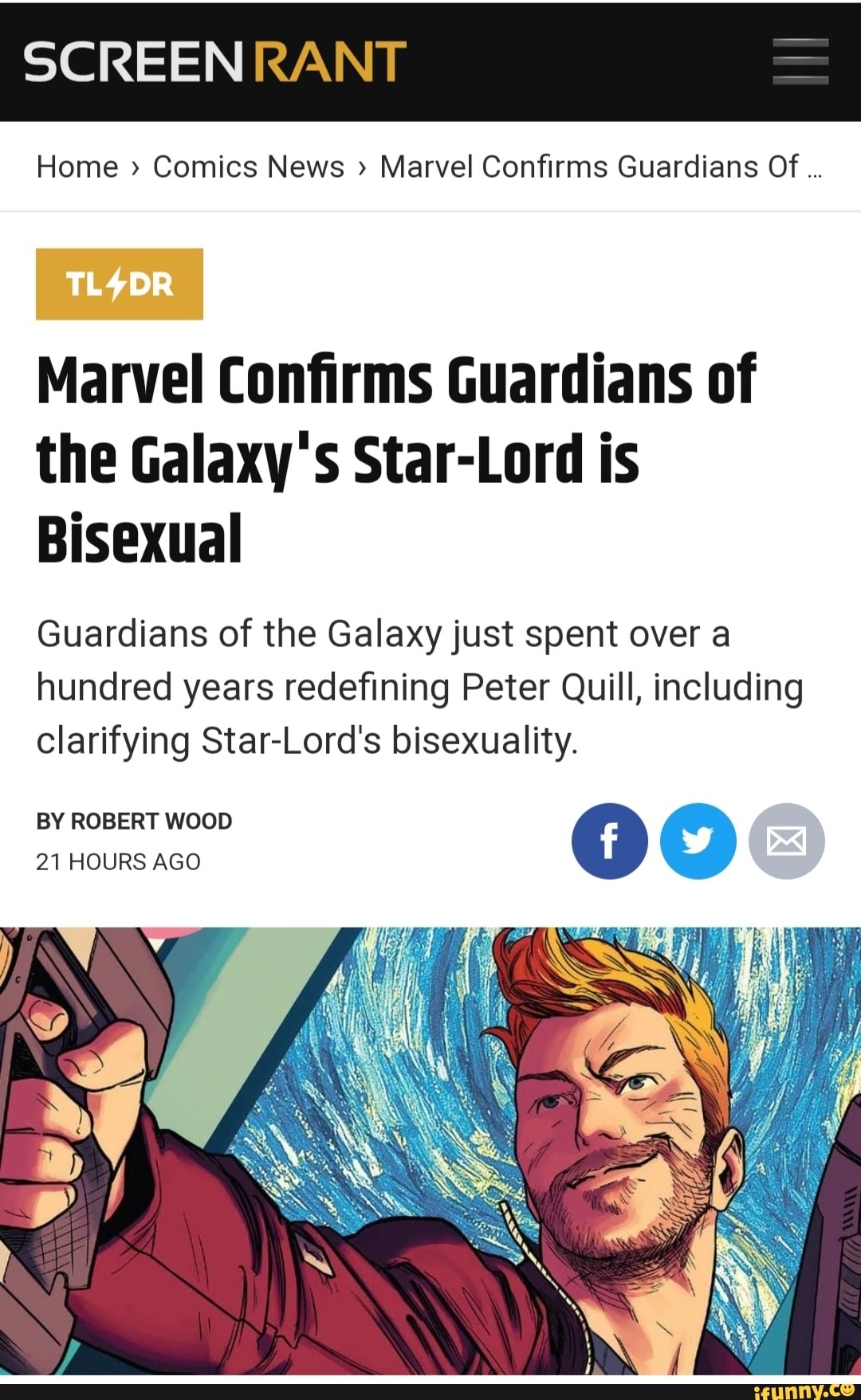 Marvel confirms Guardians of the Galaxy's Star-Lord is bisexual