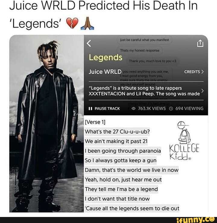 We ain't making it past 21': Juice Wrld predicted his own untimely death in  track 'Legends', The Independent