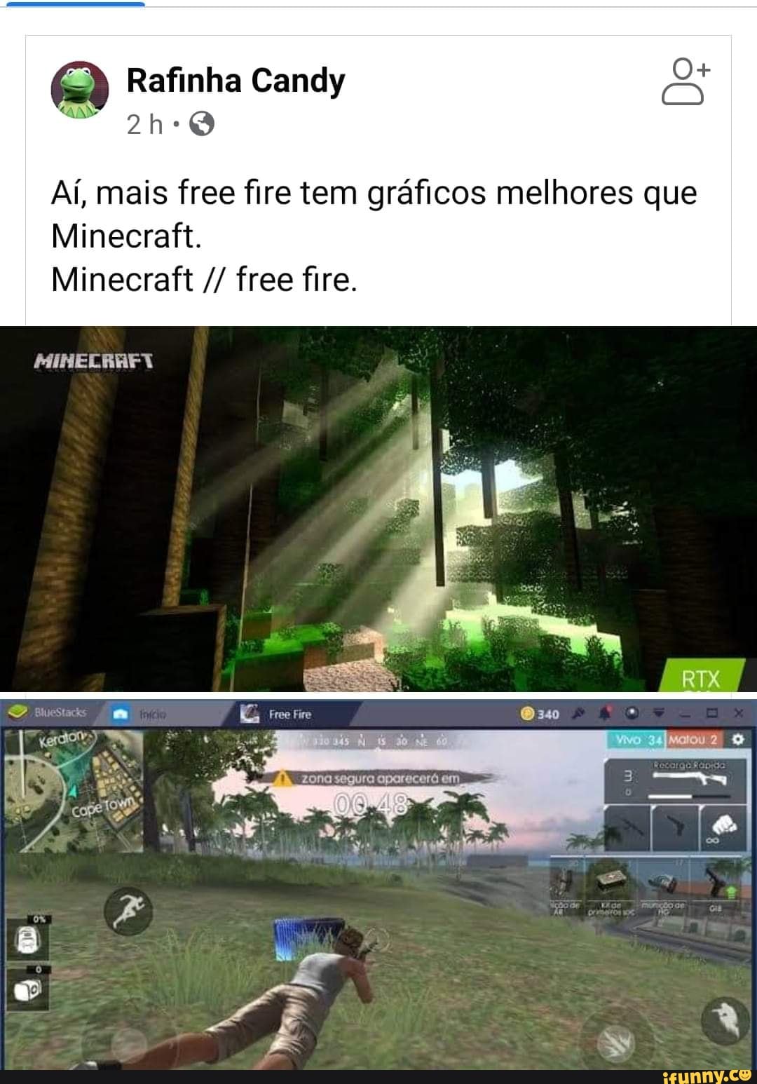 Free fire tem gráficos mais realistas que o minecraft - iFunny Brazil