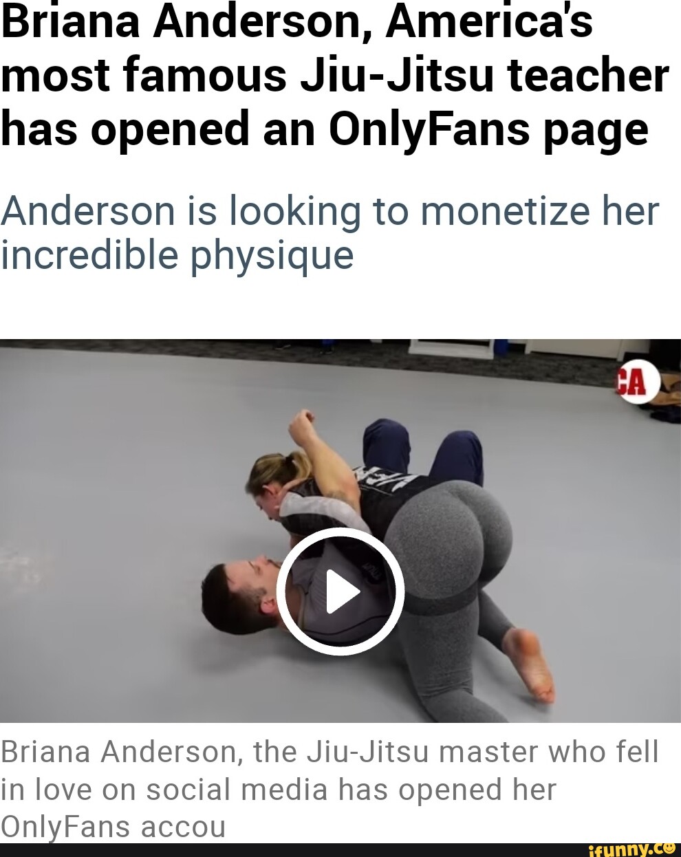 Briana Anderson, Americas most famous Jiu-Jitsu teacher has opened an  OnlyFans page Anderson is looking