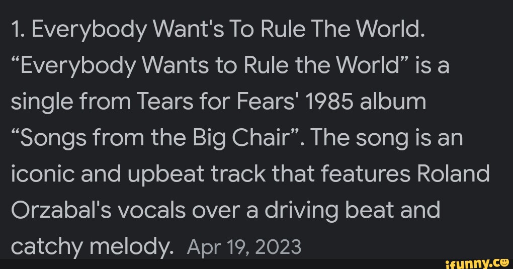 Everybody Wants To Rule The World Lyrics in 2023
