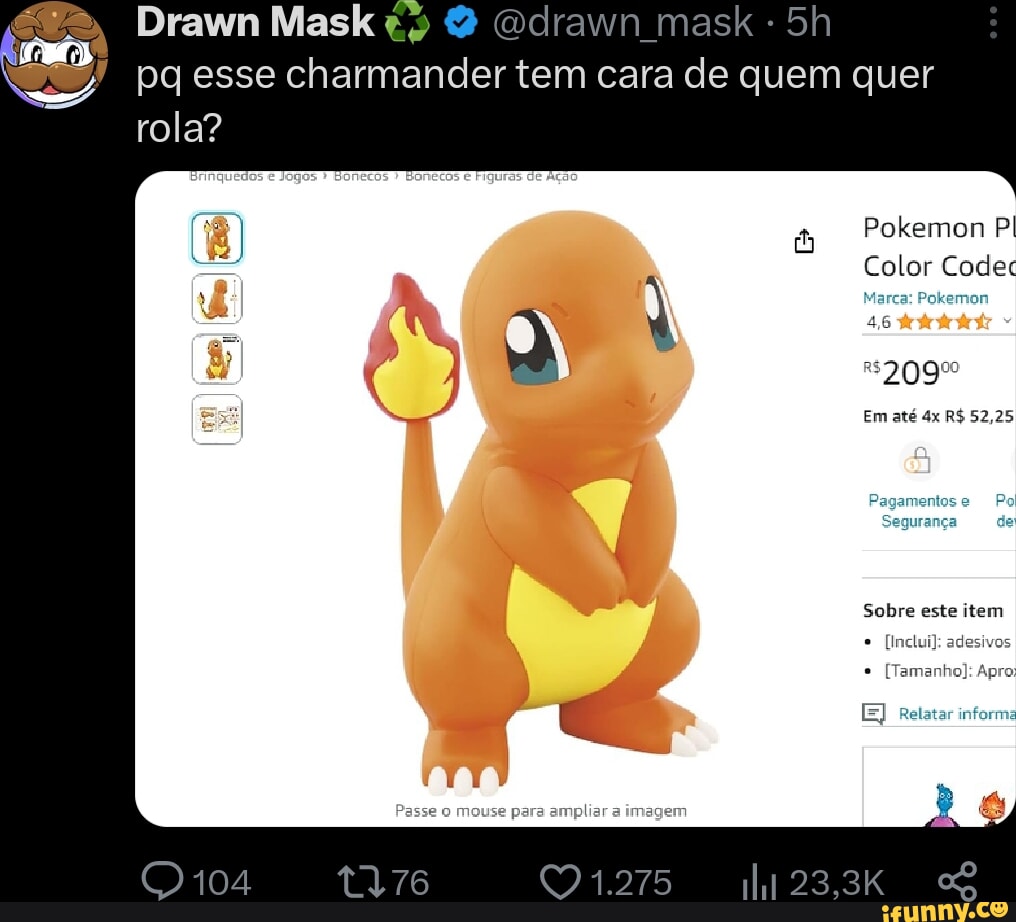 Drawn Mask lrawn mask - pq esse charmander tem cara de quem quer rola?  Pokemon PI Color