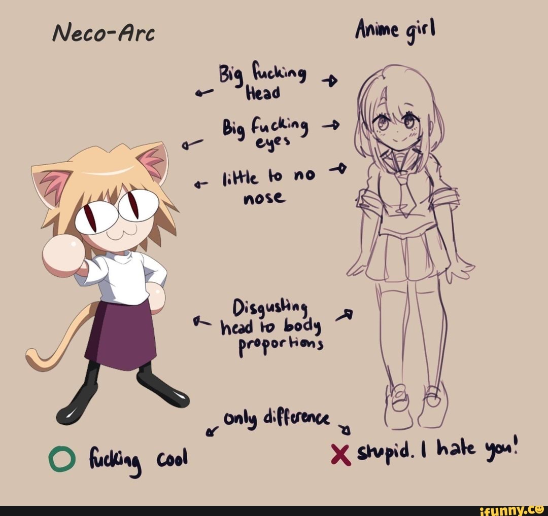 Neco-Arc Anime gitl Dis usha proportions Only ifterence sivpid. I hate yoe!  - iFunny Brazil