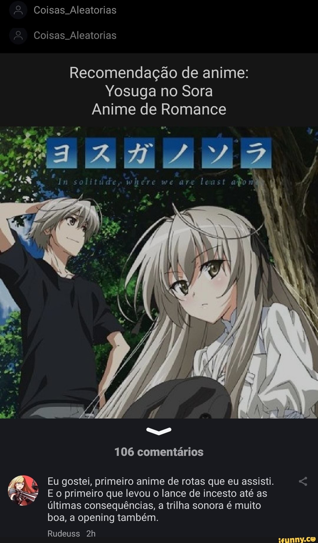 Curiosidades sobre Yosuga no Sora que talvez no conocias