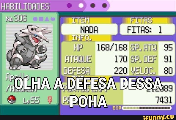 O RESEp, aes este é Aggron, um Pokémon do tipo pedra e metal,que