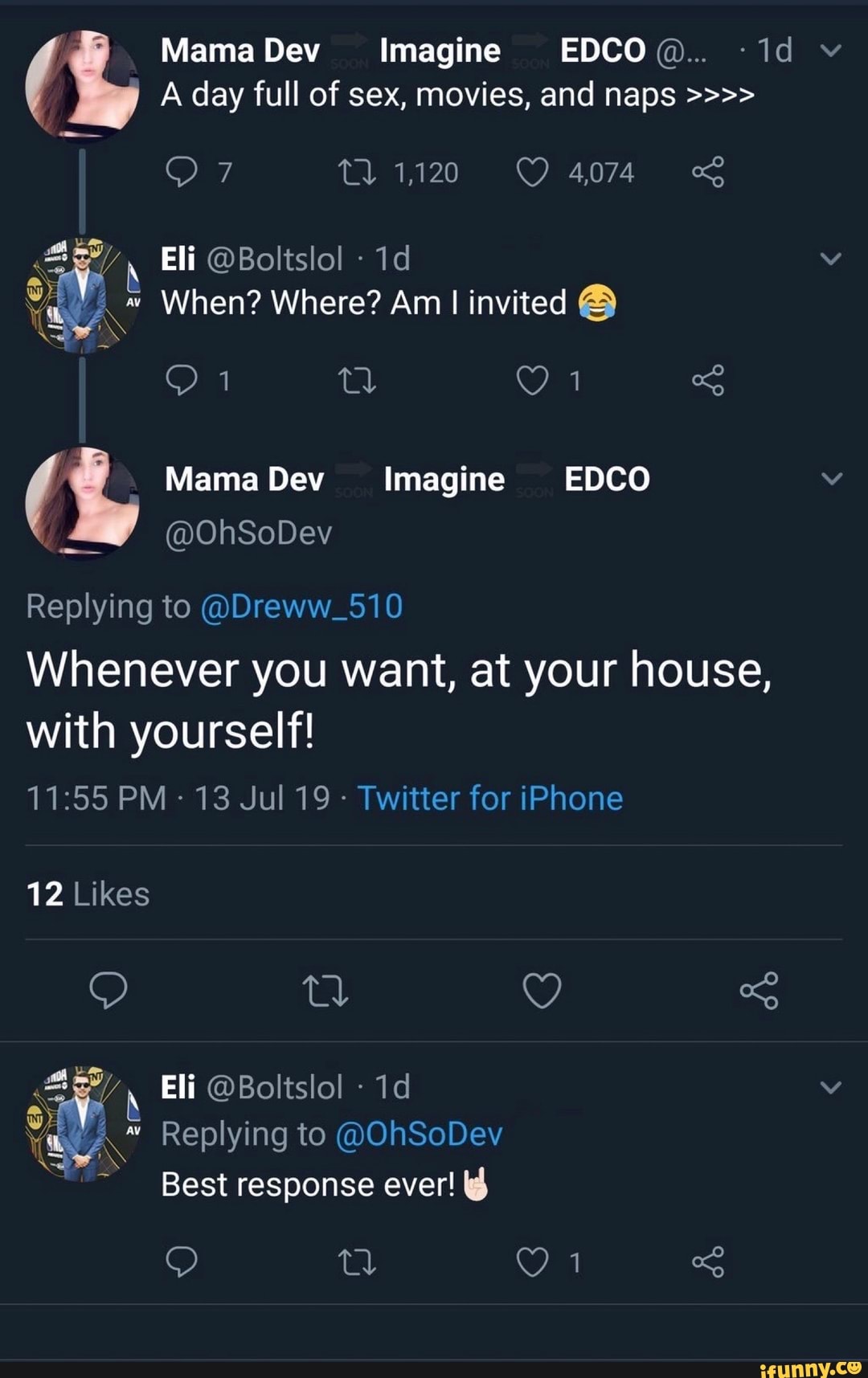 Mama Dev Imagine EDCO@.. -id v A day full of sex, movies, and naps 1,120  4,074