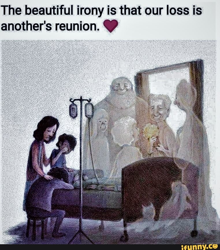 The beautiful irony is that our loss is another's reunion. ' - iFunny